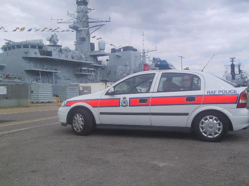 RAF Police in front of HMS St Albans